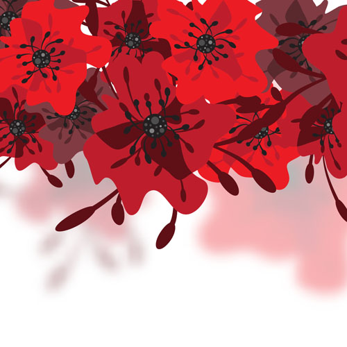 Hand drawn red flower backgrounds vector 10
