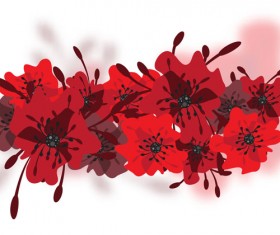 Hand drawn red flower backgrounds vector 11