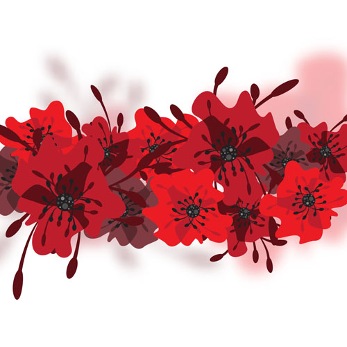 Hand drawn red flower backgrounds vector 11