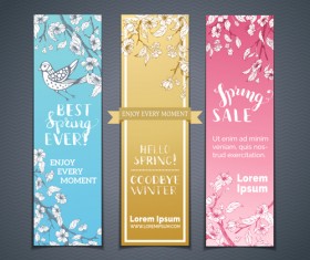 Hand drawn spring banners vector 01