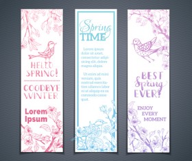 Hand drawn spring banners vector 03