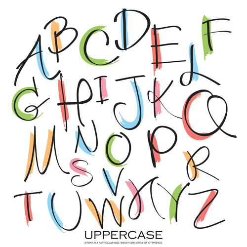 Hand drawn uppercase alphabet vector