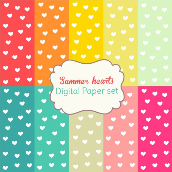 Heart paper with summer background vector 01