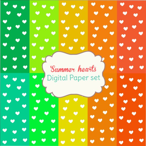 Heart paper with summer background vector 02