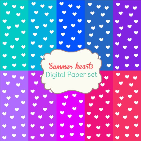 Heart paper with summer background vector 03