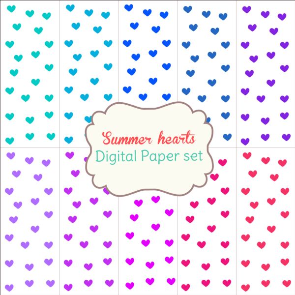 Heart paper with summer background vector 04