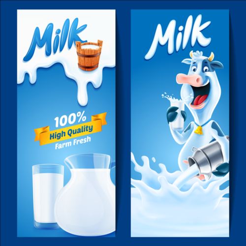 High quality milk vector banners