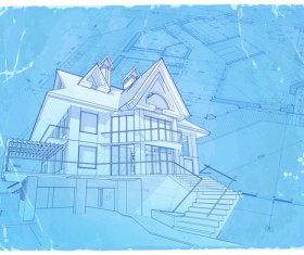 House building blueprint design vector 01