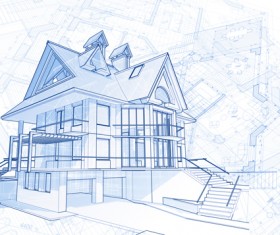 House building blueprint design vector 06