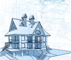 House building blueprint design vector 07