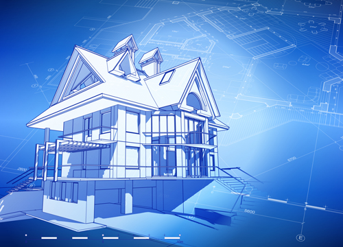  House  building  blueprint  design  vector 09 free download