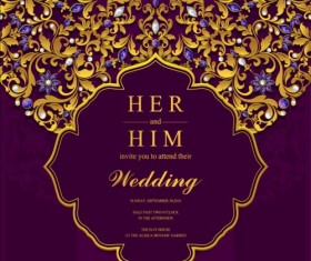 Jewelry decoration with wedding cards vector 02