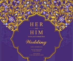 Jewelry decoration with wedding cards vector 03