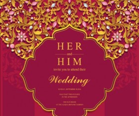 Jewelry decoration with wedding cards vector 05