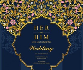 Jewelry decoration with wedding cards vector 09