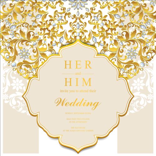 Jewelry decoration with wedding cards vector 11