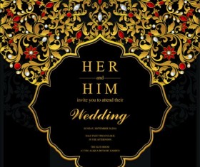 Jewelry decoration with wedding cards vector 12