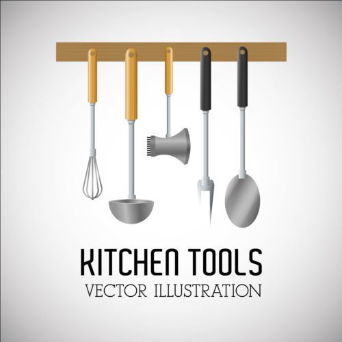 Kitchen tools vector illustration set 01