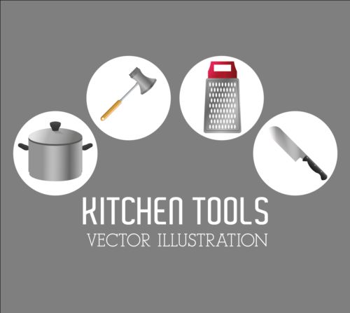 Kitchen tools vector illustration set 03