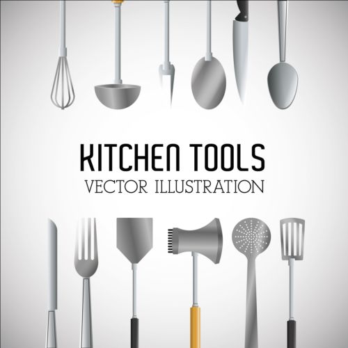 Kitchen tools vector illustration set 07
