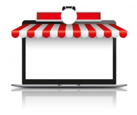 Laptop and awning emblem vector