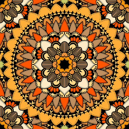 Mandala ornament pattern retro vector 01