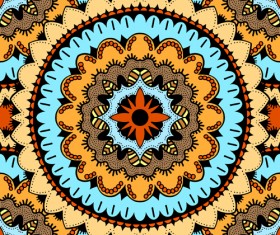 Mandala ornament pattern retro vector 02
