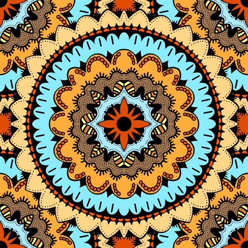 Mandala ornament pattern retro vector 02