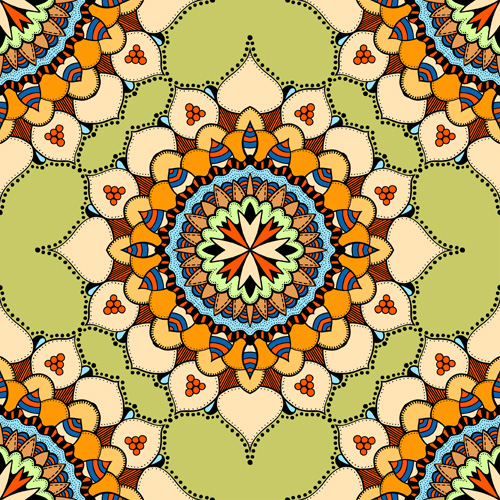 Mandala ornament pattern retro vector 03