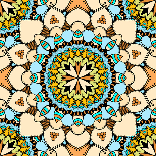 Mandala ornament pattern retro vector 04