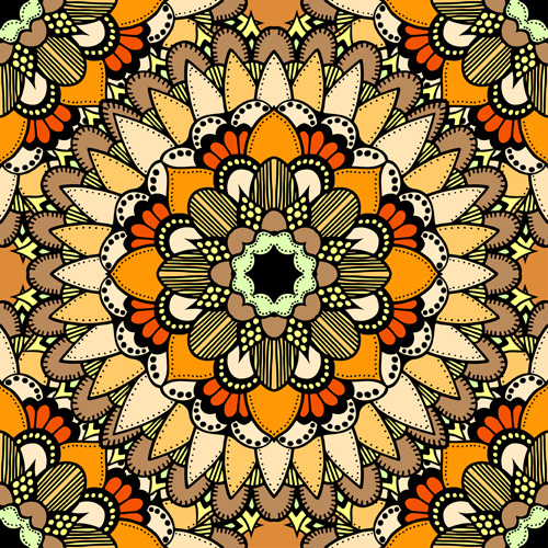 Mandala ornament pattern retro vector 05