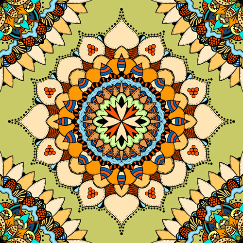 Mandala ornament pattern retro vector 06