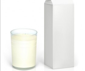Milk Carton package with glass cup vectors 01