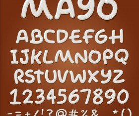 Milk alphabet with numbers and sign vector