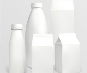 Milk bottle with milk carton package vectors 01