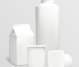 Milk bottle with milk carton package vectors 02