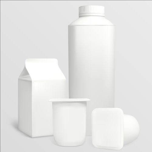 Milk bottle with milk carton package vectors 02