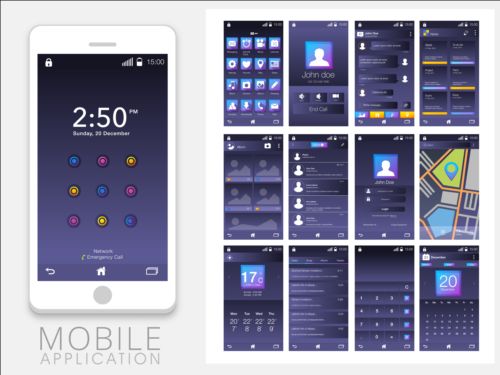 Mobile application theme design vector 02