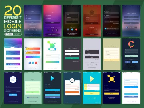 Mobile application theme design vector 06