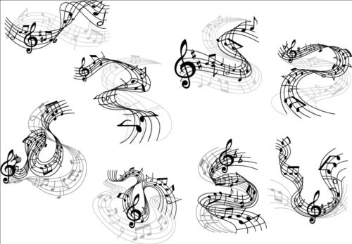 Music notes design elements set vector 02