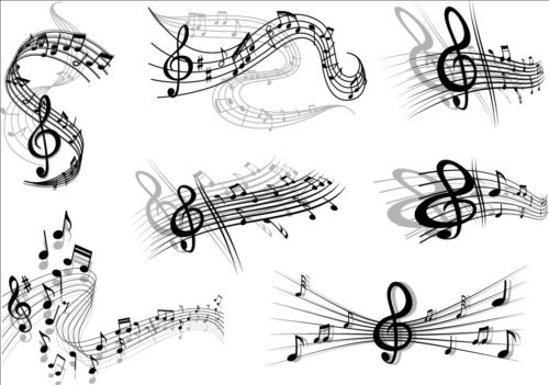 Music notes design elements set vector 05