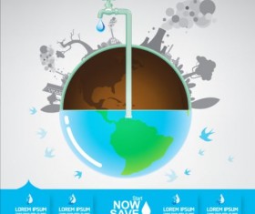Now save water publicity template design 13