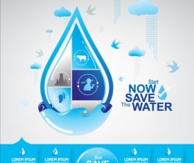 Now save water publicity template design 15