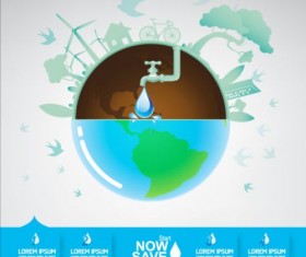 Now save water publicity template design 17