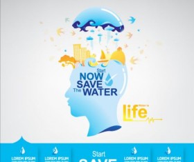 Now save water publicity template design 18