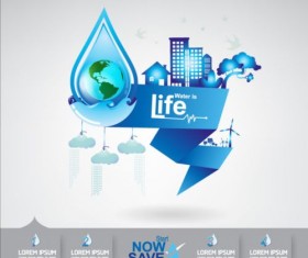 Now save water publicity template design 19