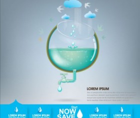Now save water publicity template design 20