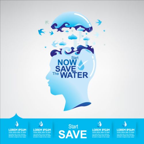 Now save water publicity template design 21