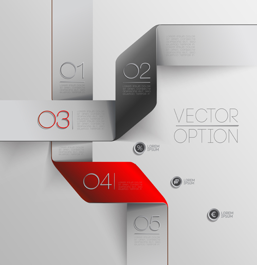 Options with ribbon infographics vector template 03