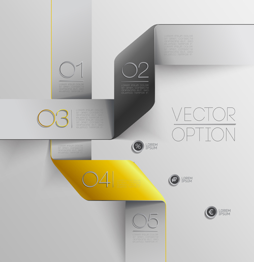 Options with ribbon infographics vector template 04